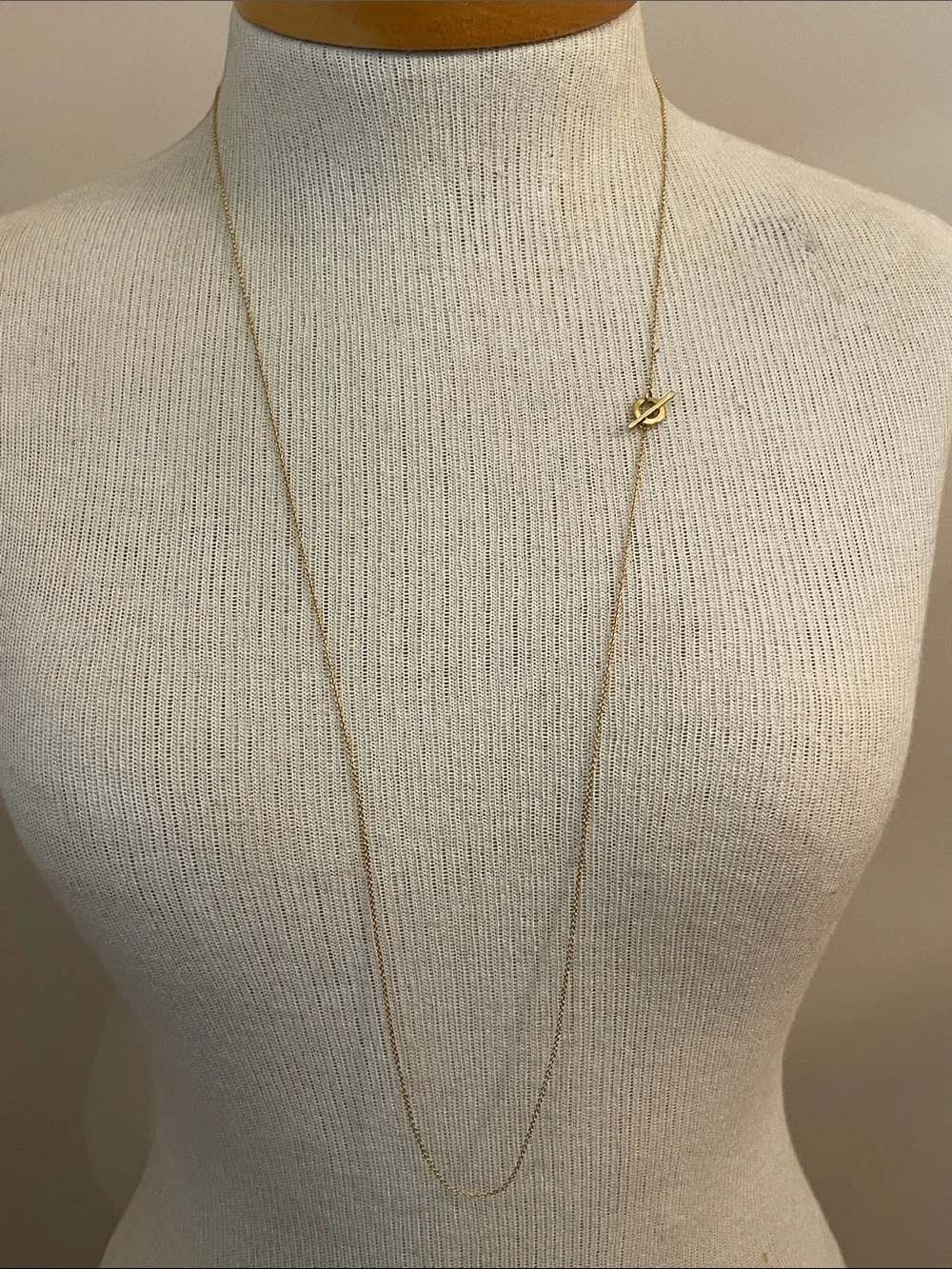 Trendy Gold-tone Long Lariat Necklace - Bar & Circle Necklace